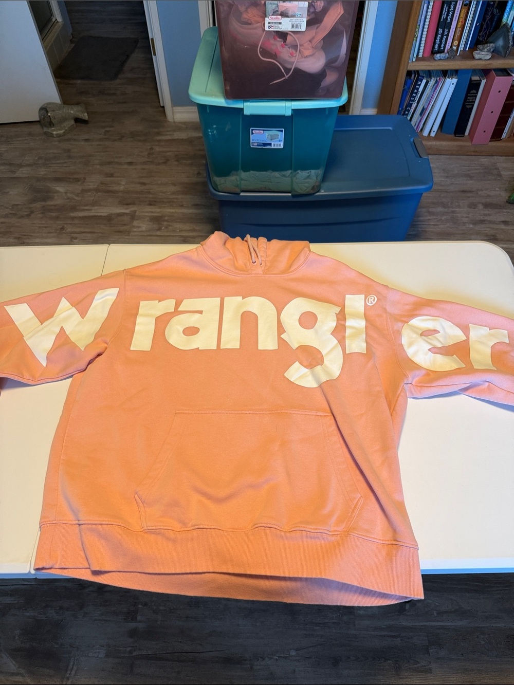 Wrangler Peach Hoodie with White Logo Graphics